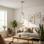 Double Globe Pendant Light Fixture - Modern Metal and Glass Design