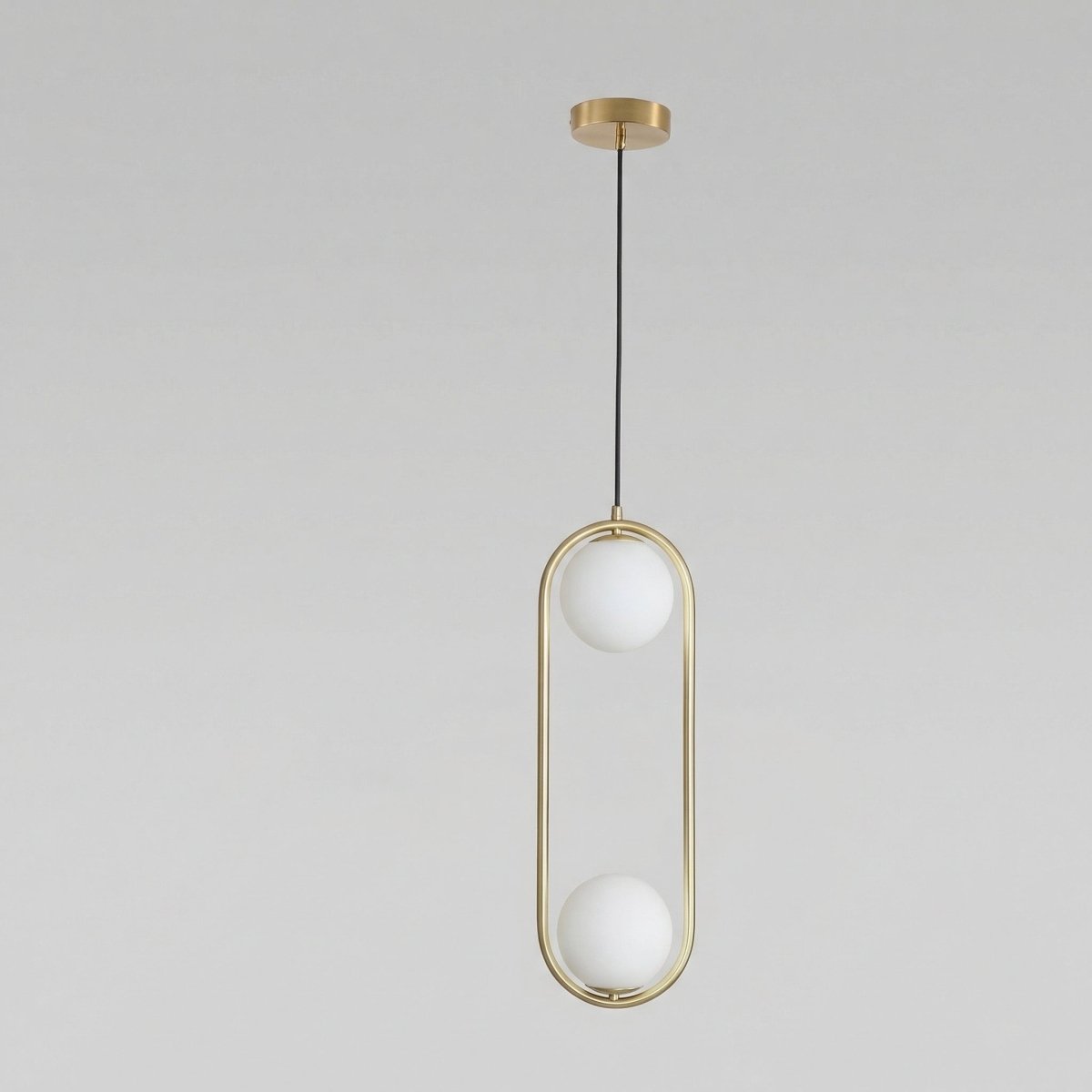Double Globe Pendant Light Fixture - Modern Metal and Glass Design