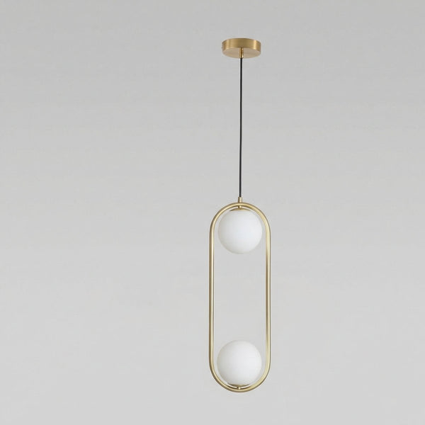 Double Globe Pendant Light Fixture - Modern Metal and Glass Design1