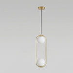 Double Globe Pendant Light Fixture - Modern Metal and Glass Design