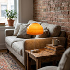Glass Mushroom-Shaped Table Lamp with Modern Design, 12 Inches Tall