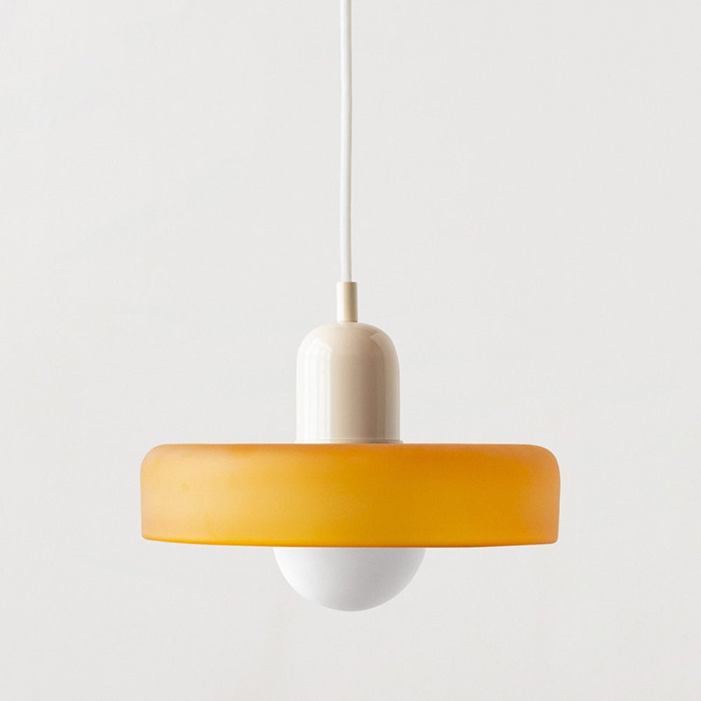 Glass Pendant Light Fixture with Vertical Stem Design