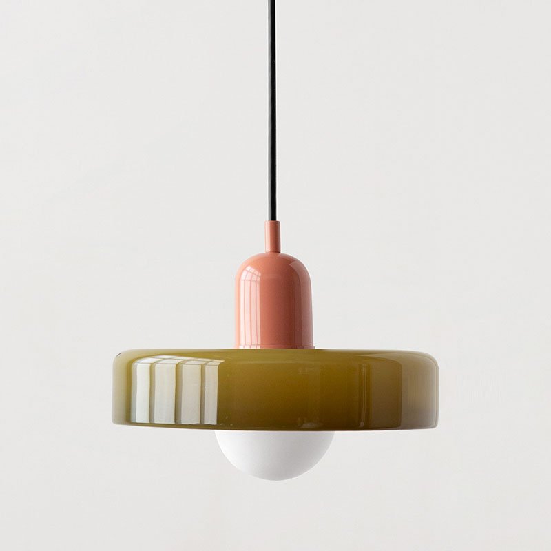 Glass Pendant Light Fixture with Vertical Stem Design