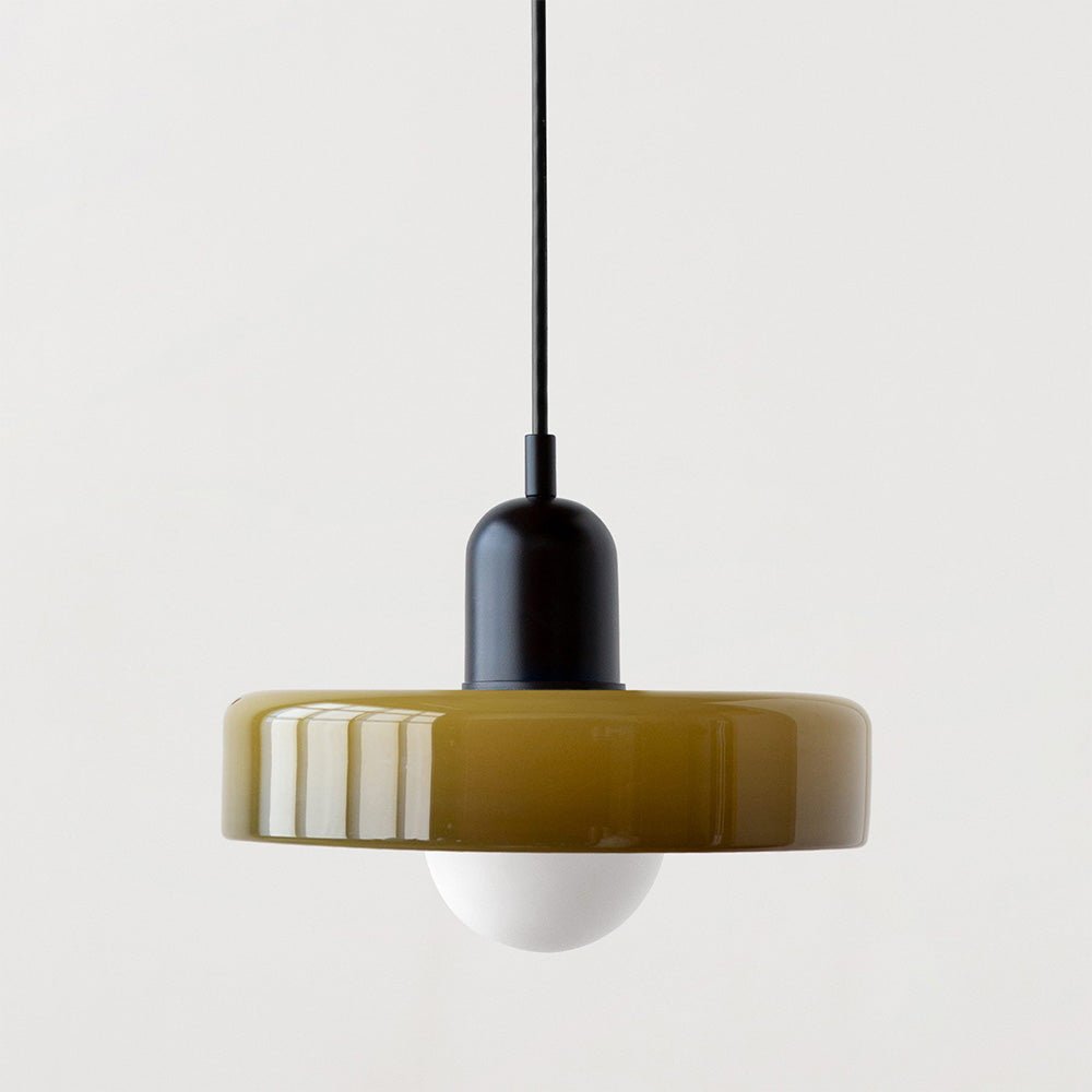 Glass Pendant Light Fixture with Vertical Stem Design