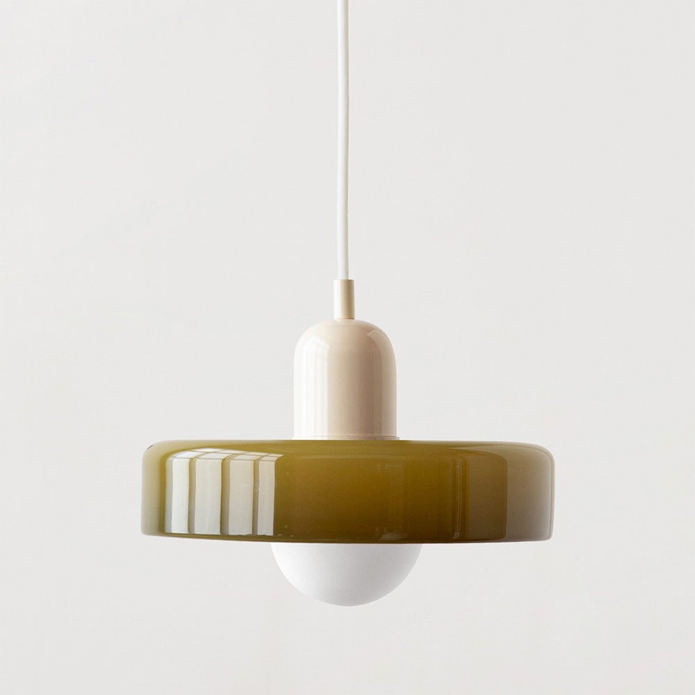 Glass Pendant Light Fixture with Vertical Stem Design