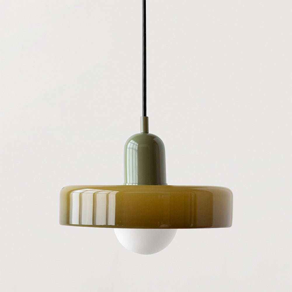 Glass Pendant Light Fixture with Vertical Stem Design