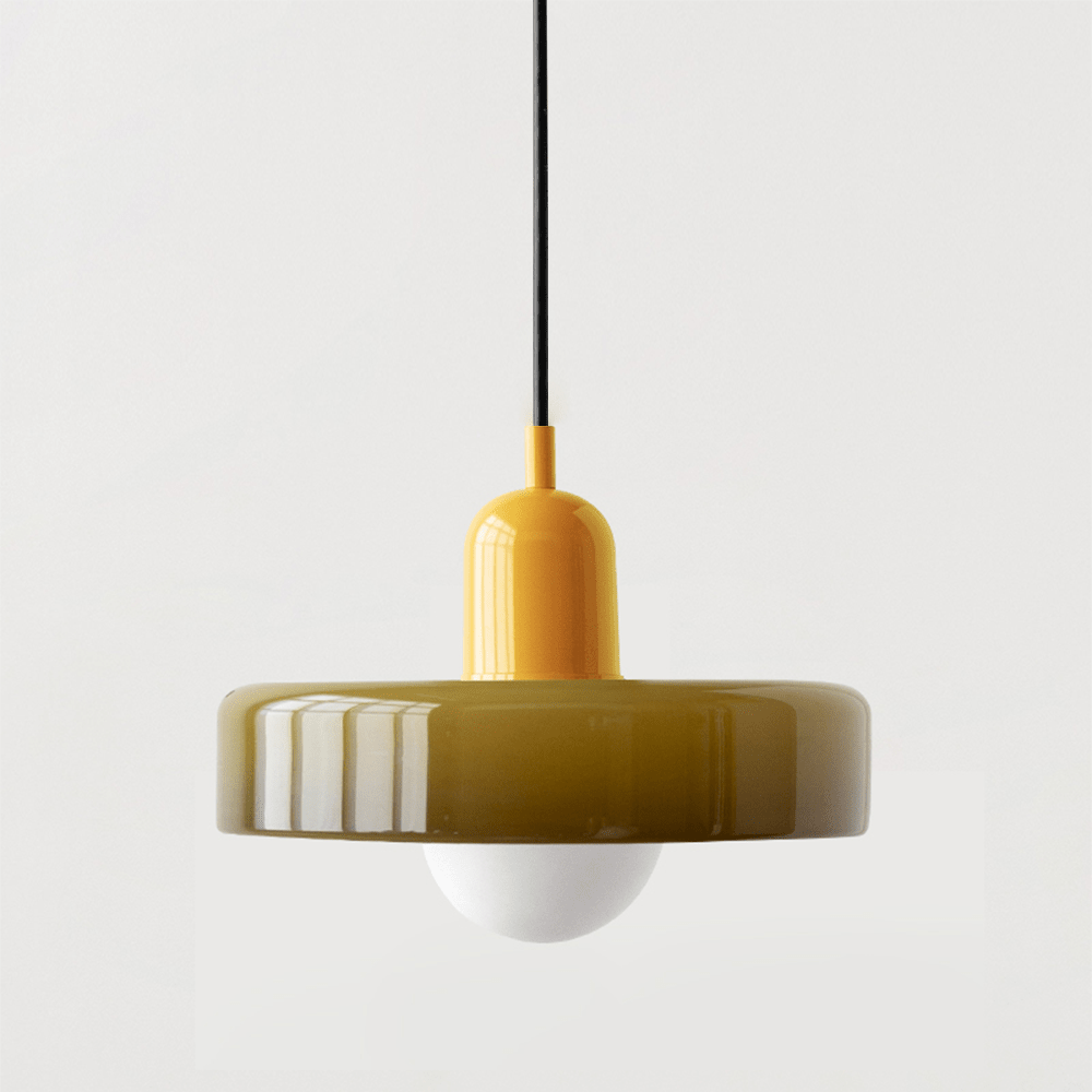 Glass Pendant Light Fixture with Vertical Stem Design