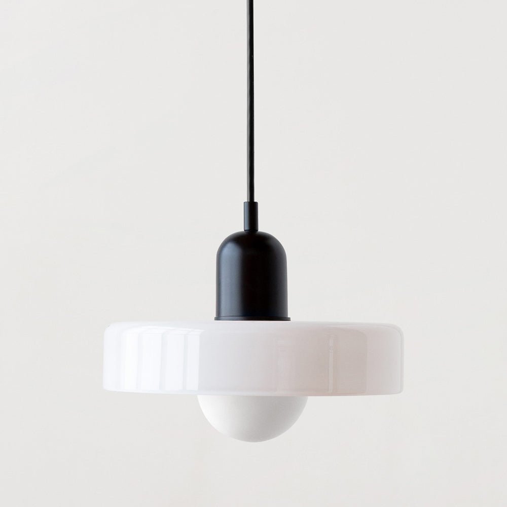 Glass Pendant Light Fixture with Vertical Stem Design