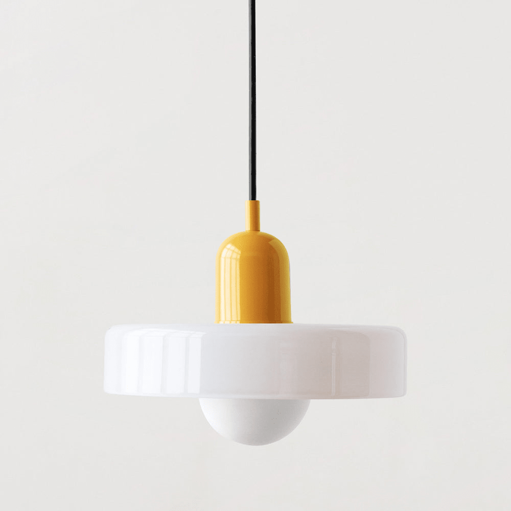 Glass Pendant Light Fixture with Vertical Stem Design