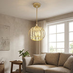 Glass Pendant Light with Wire Frame, Spherical Design, 12-inch Size