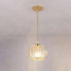 Glass Pendant Light with Wire Frame, Spherical Design, 12-inch Size