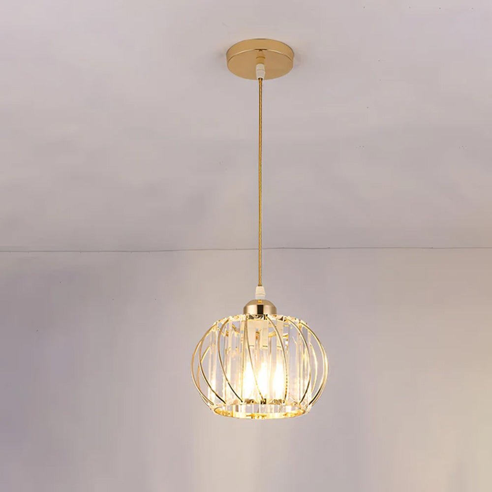 Glass Pendant Light with Wire Frame, Spherical Design, 12-inch Size