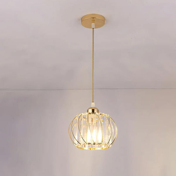 Glass Pendant Light with Wire Frame, Spherical Design, 12-inch Size4