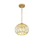 Glass Pendant Light with Wire Frame, Spherical Design, 12-inch Size