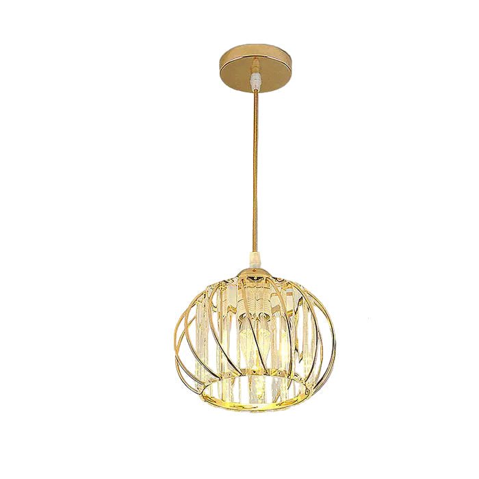 Glass Pendant Light with Wire Frame, Spherical Design, 12-inch Size