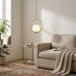 Gold Ring Pendant Light with Glass Globe Shade - Modern Design