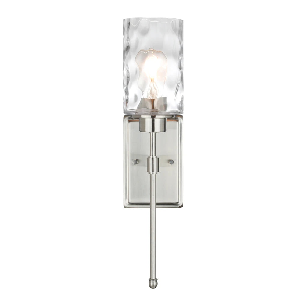 Brushed Nickel Glass Wall Sconce | E26 Indoor Bathroom & Living Room Light