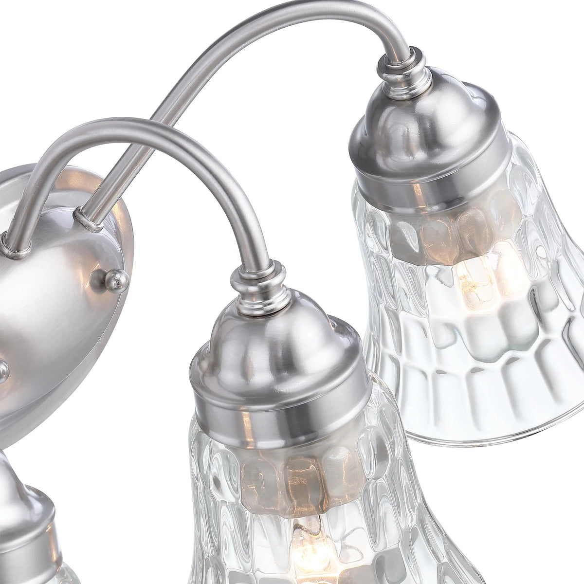 Brushed Nickel Bathroom Vanity Light, 3-Light E26 Glass Sconce