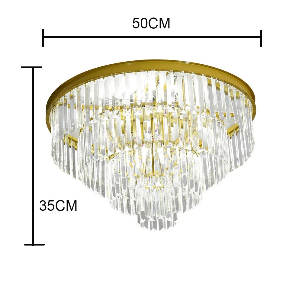 50cm Crystal LED Chandelier Ceiling Light | Modern Gold Flush Mount Ceiling Light