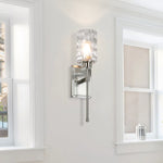 Brushed Nickel Glass Wall Sconce | E26 Indoor Bathroom & Living Room Light
