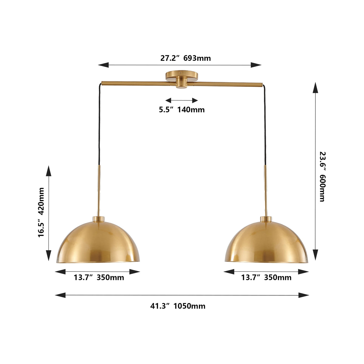 41" Industrial Double Pendant Light | Modern Adjustable Hanging Ceiling Light