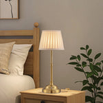 Cordless Metal Table Lamp, Touch Control Dimmer with Linen Shade