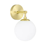 Brass Globe Wall Sconce with White Glass | E26 Bedroom Light