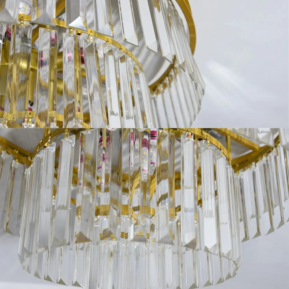 50cm Crystal LED Chandelier Ceiling Light | Modern Gold Flush Mount Ceiling Light
