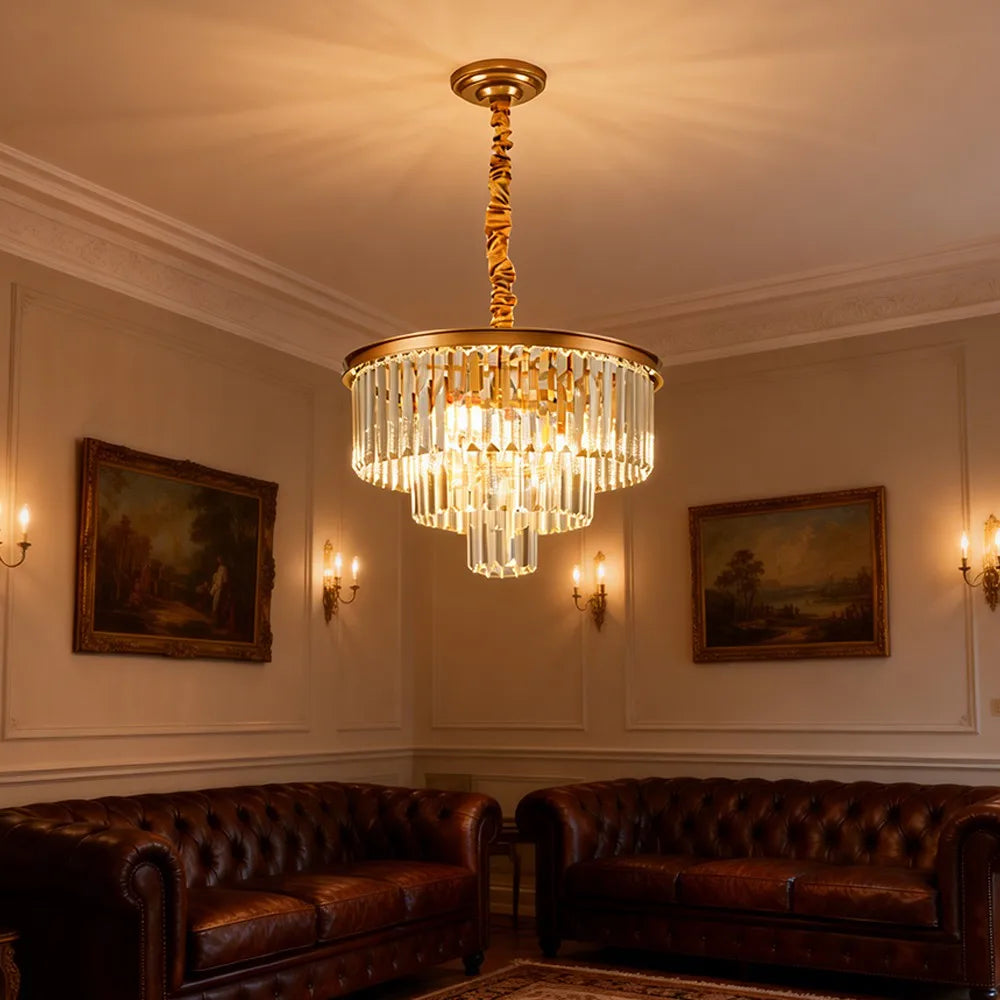 50cm Crystal LED Chandelier Ceiling Light | Modern Gold Flush Mount Ceiling Light