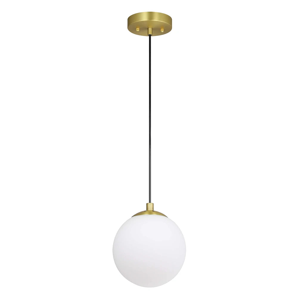 Brass Globe Pendant Light | Adjustable E26 Glass Ceiling Light