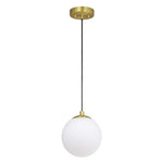 Brass Globe Pendant Light | Adjustable E26 Glass Ceiling Light