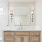 Brushed Nickel Glass Wall Sconce | E26 Indoor Bathroom & Living Room Light