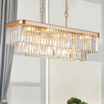 Modern Crystal 11-Light Rectangular Chandelier | Gold Pendant Ceiling Light