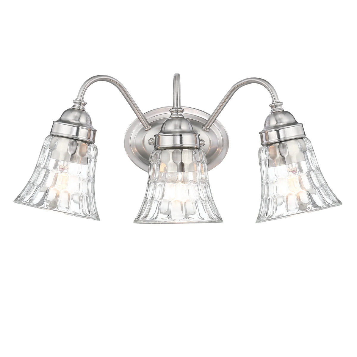 Brushed Nickel Bathroom Vanity Light, 3-Light E26 Glass Sconce
