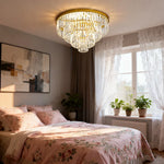 50cm Crystal LED Chandelier Ceiling Light | Modern Gold Flush Mount Ceiling Light