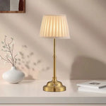 Cordless Metal Table Lamp, Touch Control Dimmer with Linen Shade