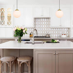 Brass Globe Pendant Light | Adjustable E26 Glass Ceiling Light