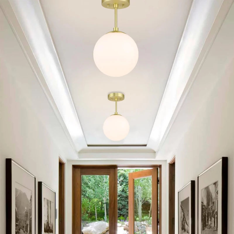 Brass Globe Pendant Light | E26 Glass Shade Ceiling Light