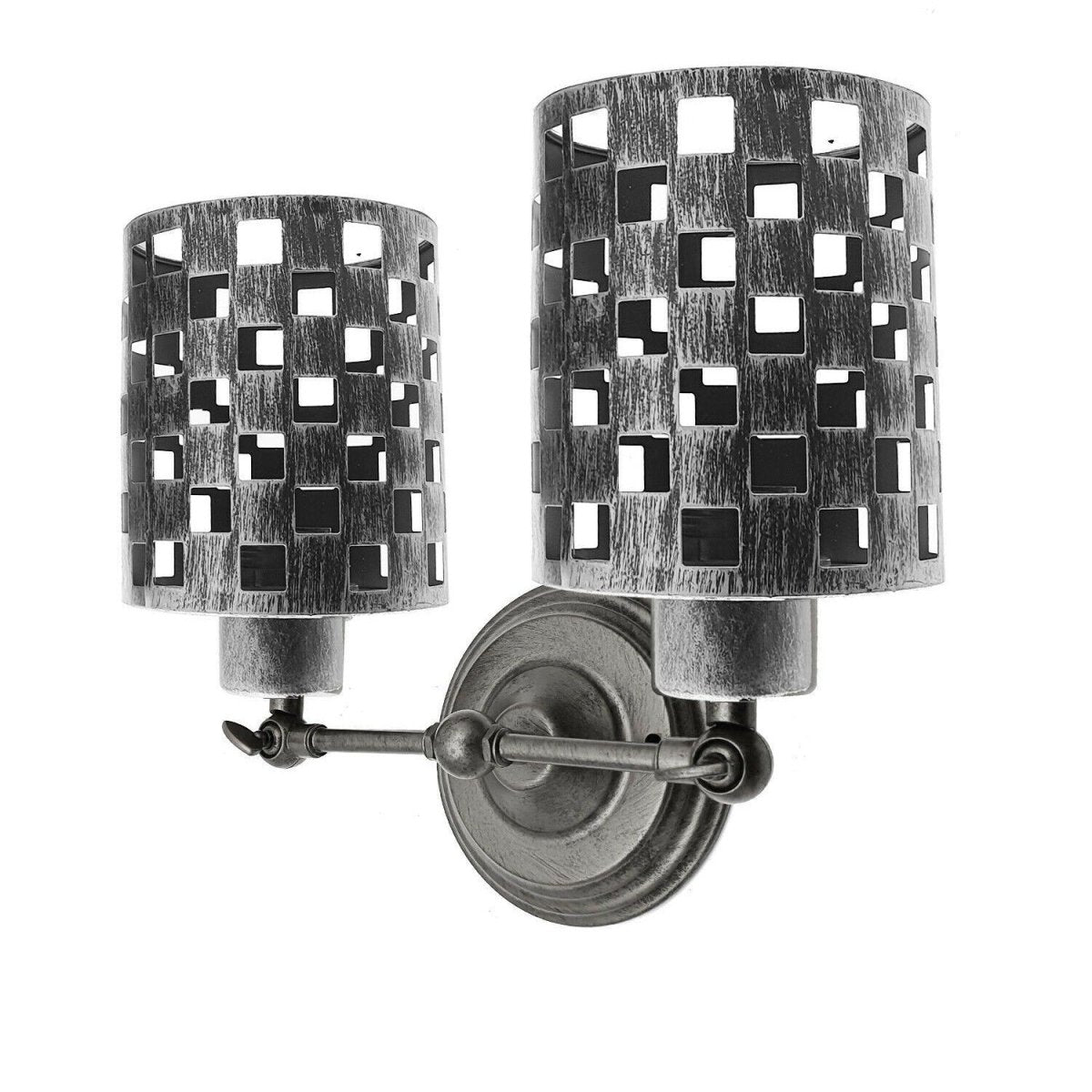 Industrial Rustic Wall Light – Cage Shade, E27, Brushed Silver