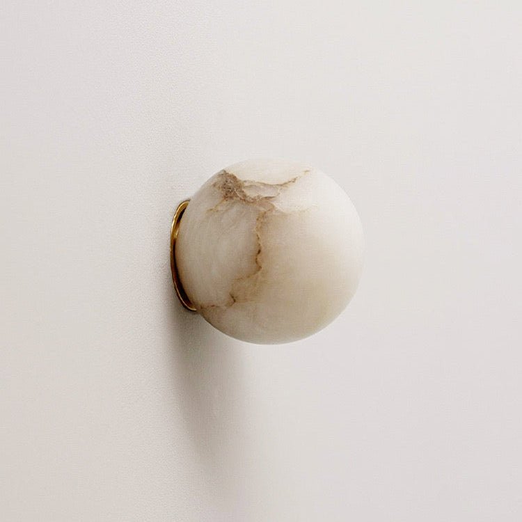LED 1-Light Marble Orb Wall Sconce - Japandi Style