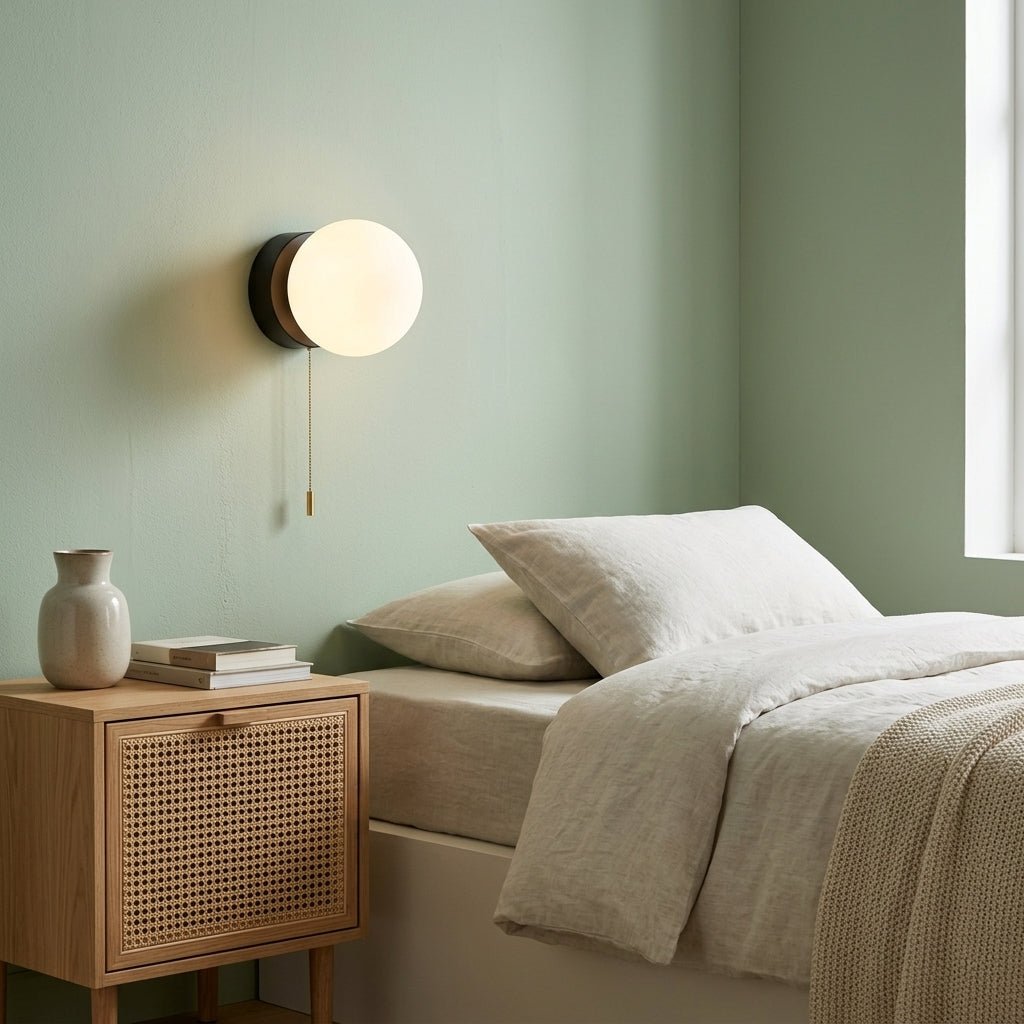 LED Glass Globe Wall Sconce with Pull Cord - Minimalist Design