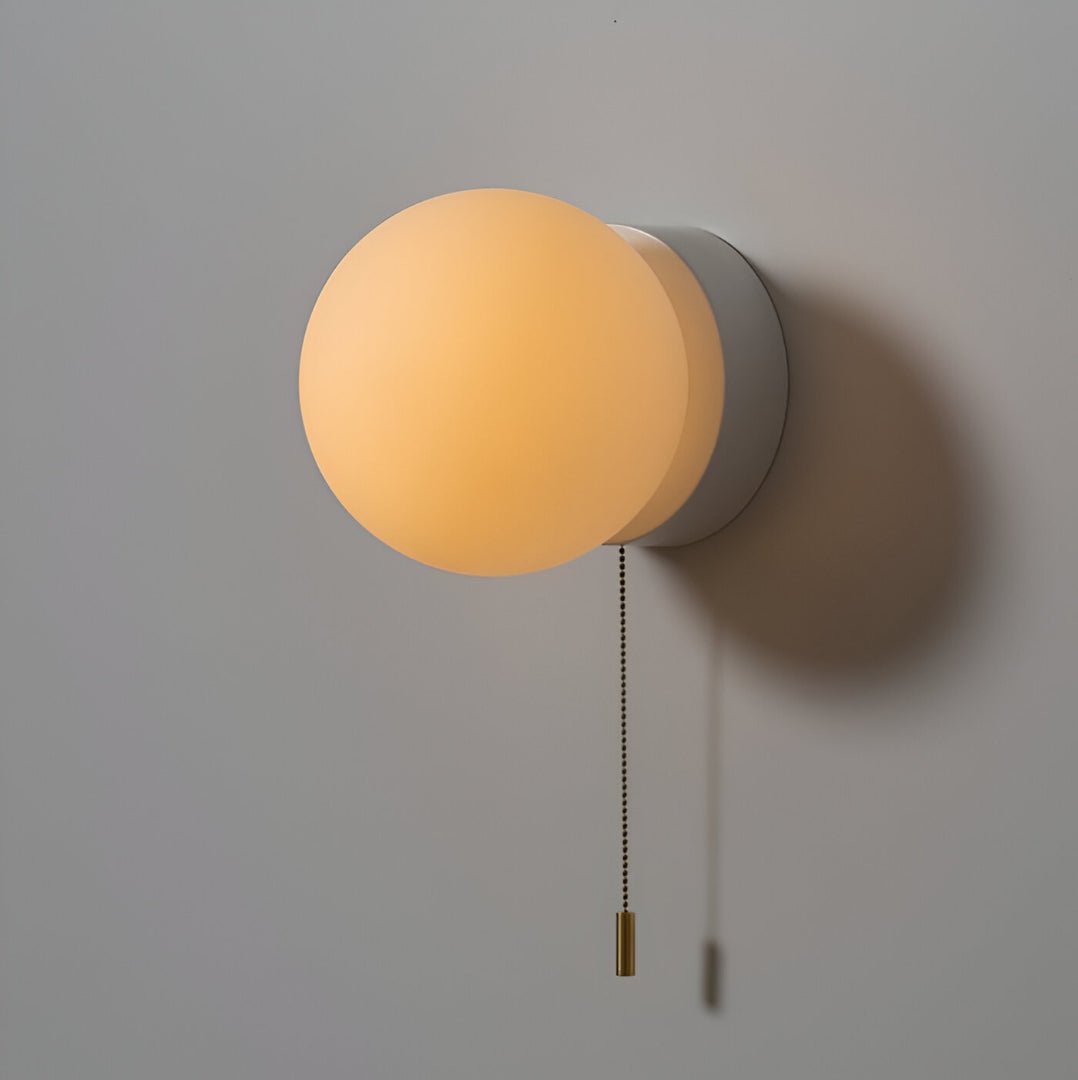 LED Glass Globe Wall Sconce with Pull Cord - Minimalist Design