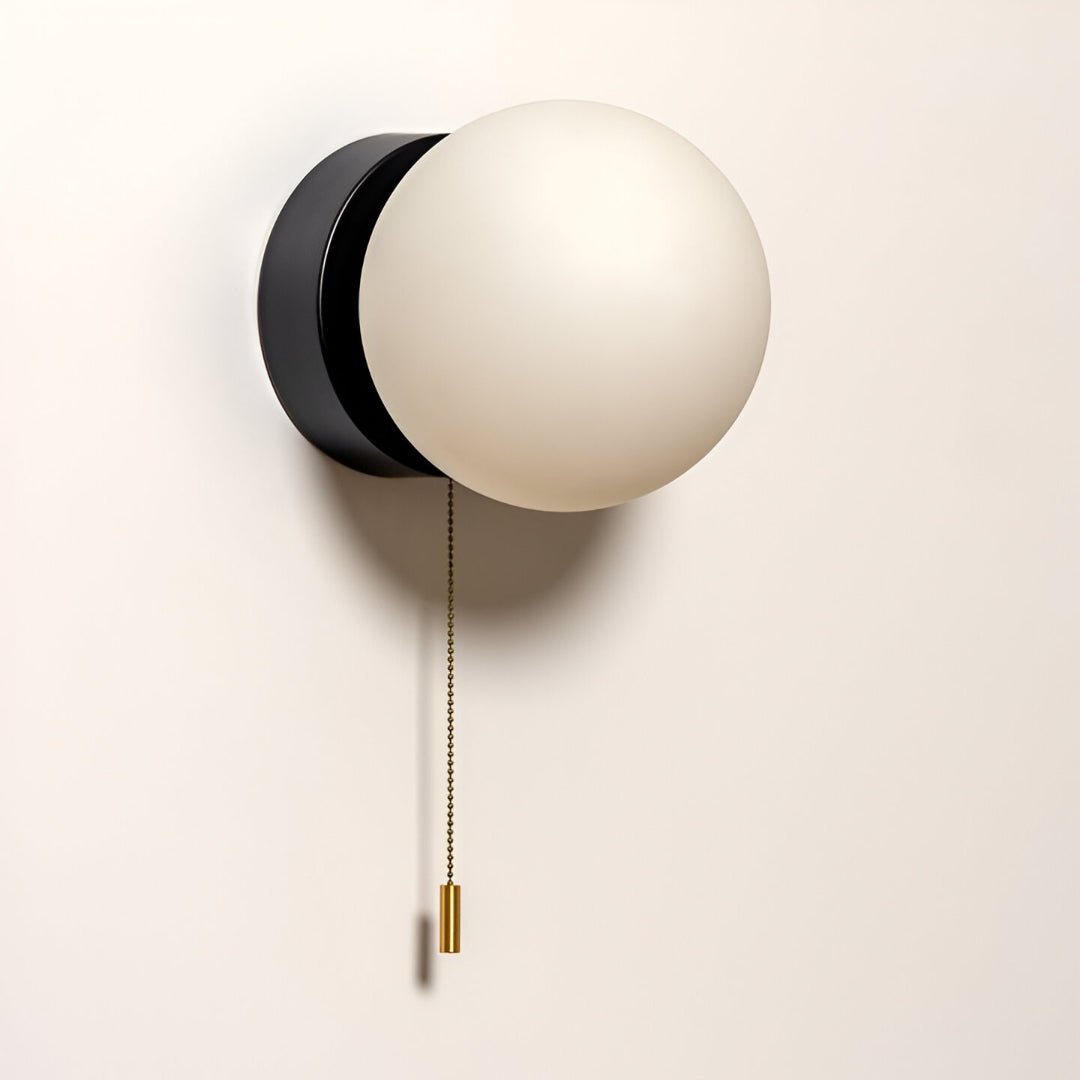 LED Glass Globe Wall Sconce with Pull Cord - Minimalist Design