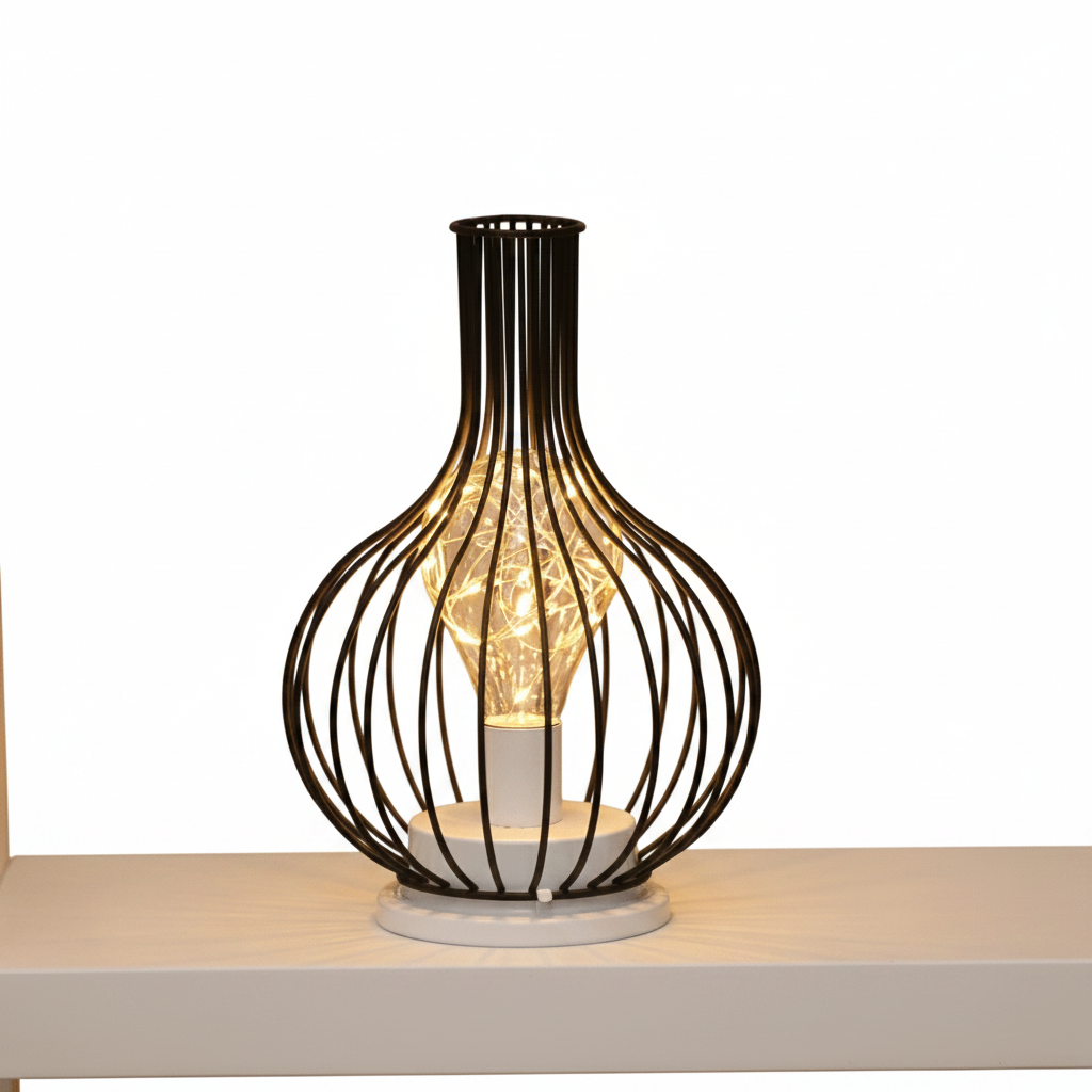 LED Table Lamp with Iron Wire Design, Modern Style, 15 inches Tall