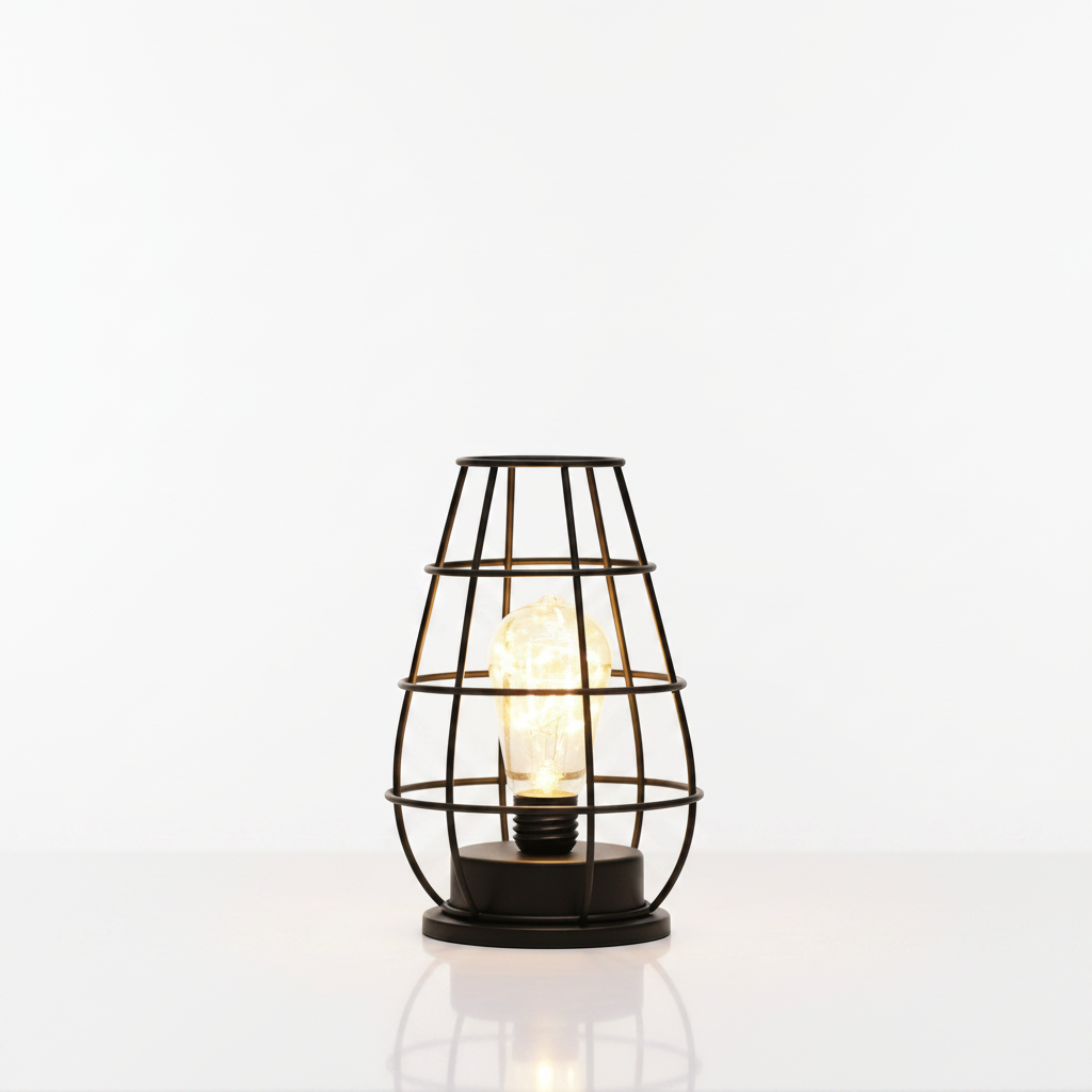 LED Table Lamp with Iron Wire Design, Modern Style, 15 inches Tall