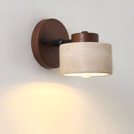 LED Wall Sconce - Minimalist Cylinder Design in Travertine and Wood