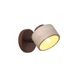 LED Wall Sconce - Minimalist Cylinder Design in Travertine and Wood
