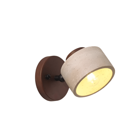 LED Wall Sconce - Minimalist Cylinder Design in Travertine and Wood