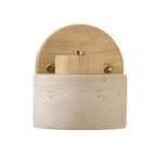 LED Wall Sconce - Minimalist Cylinder Design in Travertine and Wood
