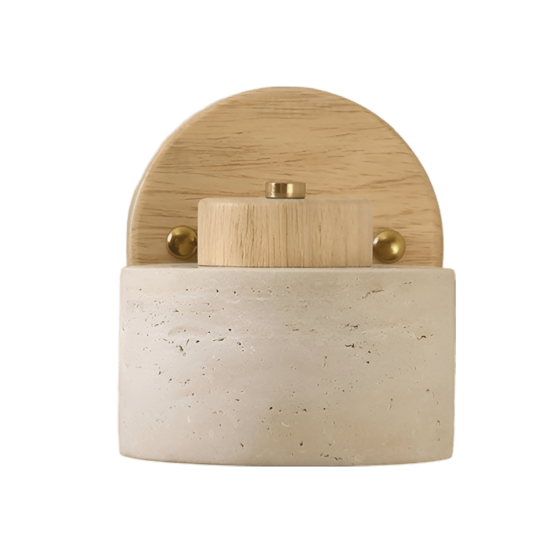 LED Wall Sconce - Minimalist Cylinder Design in Travertine and Wood